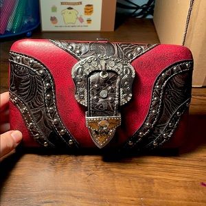 Red Wallet With Studs & Rhinestones